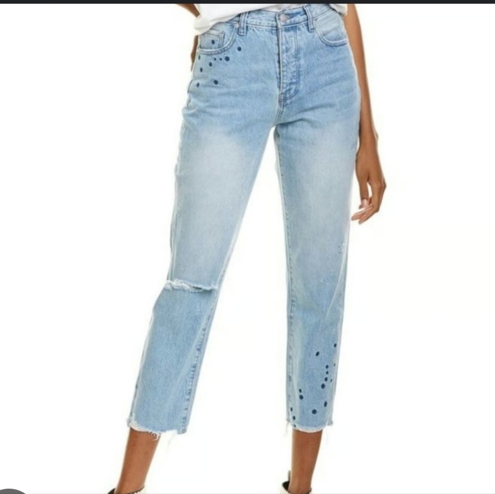 NEON BLONDE Sky Blue Cropped Jeans